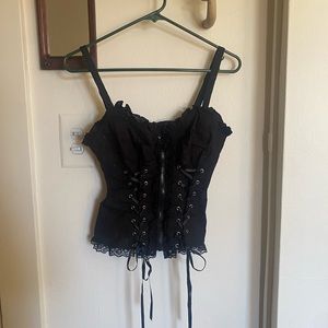 tripp nyc black skull embroidery corset